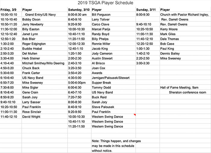Player Schedule