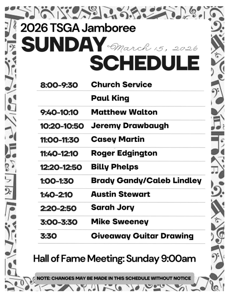 Sunday schedule