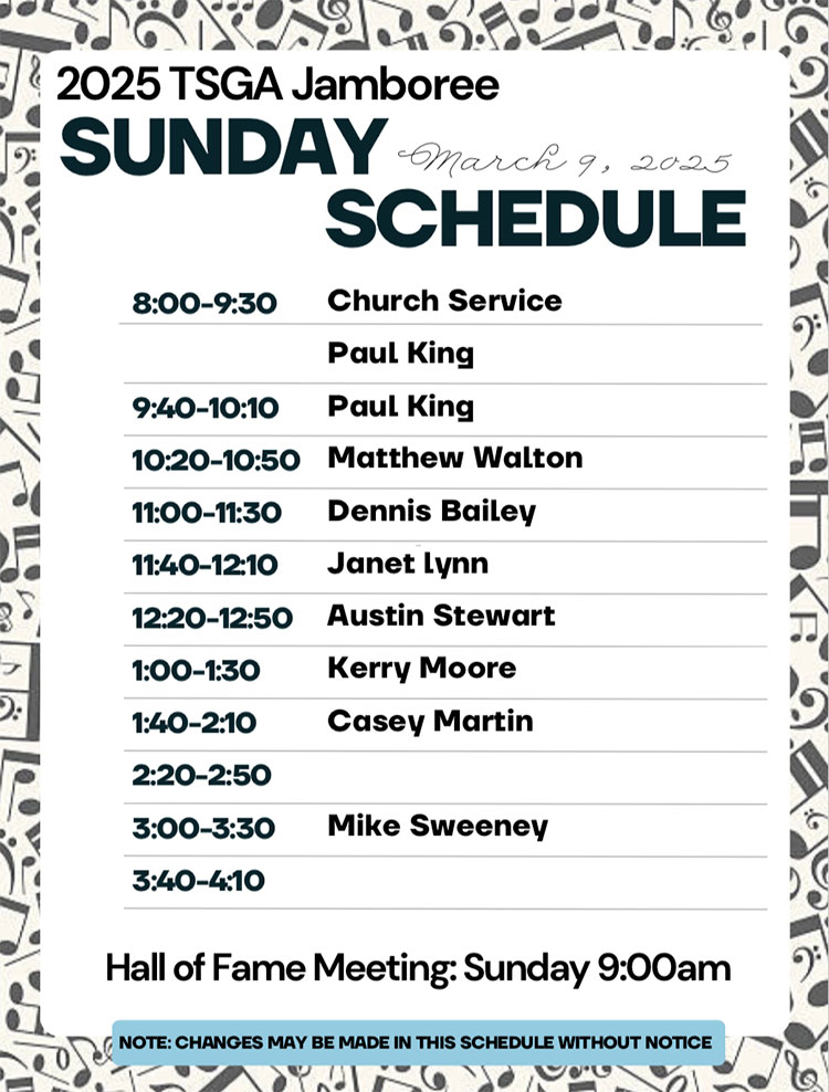 Sunday schedule